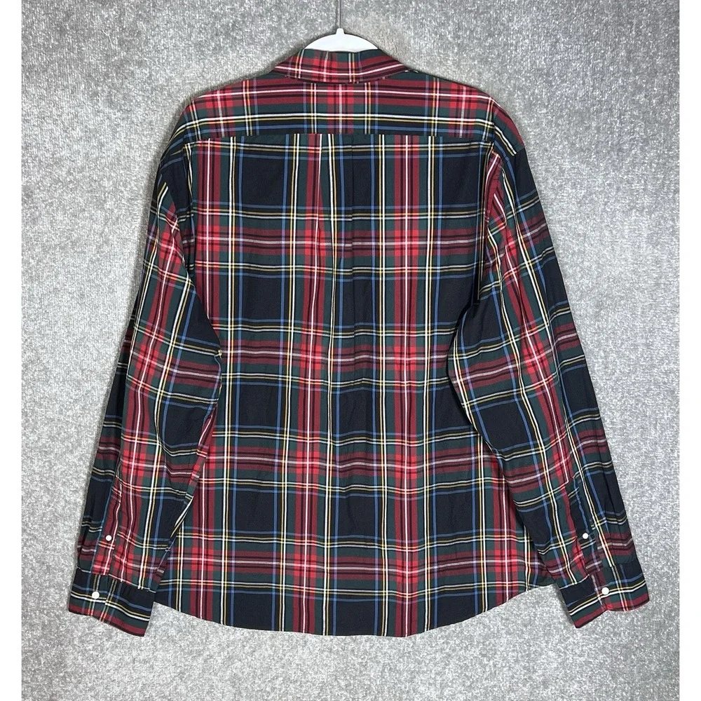 Sewn For J Crew Stretch Classic Button Down Shirt Mens Size XXL Red Plaid Pocket